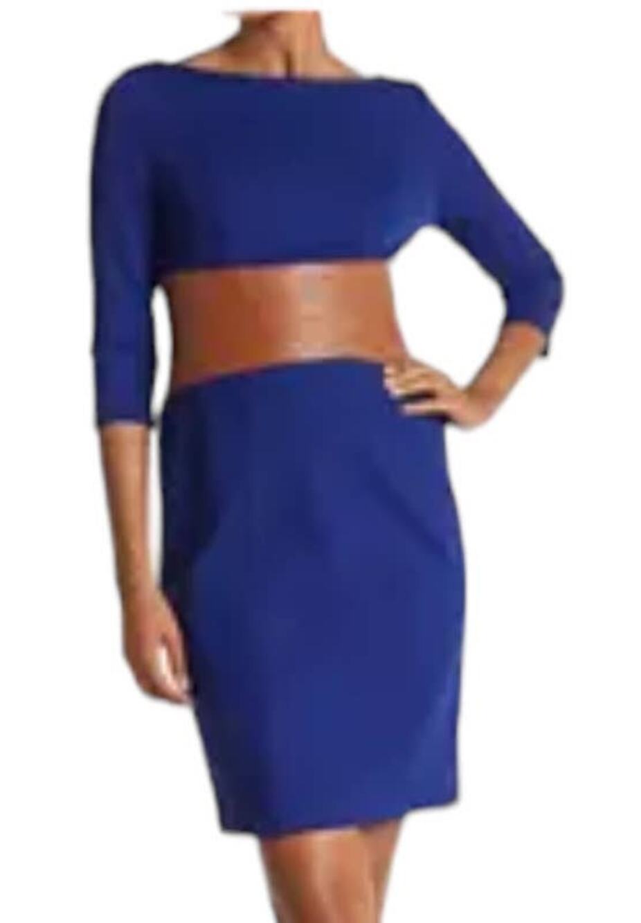 Focus by Shani dress knit leather waist blue size 14